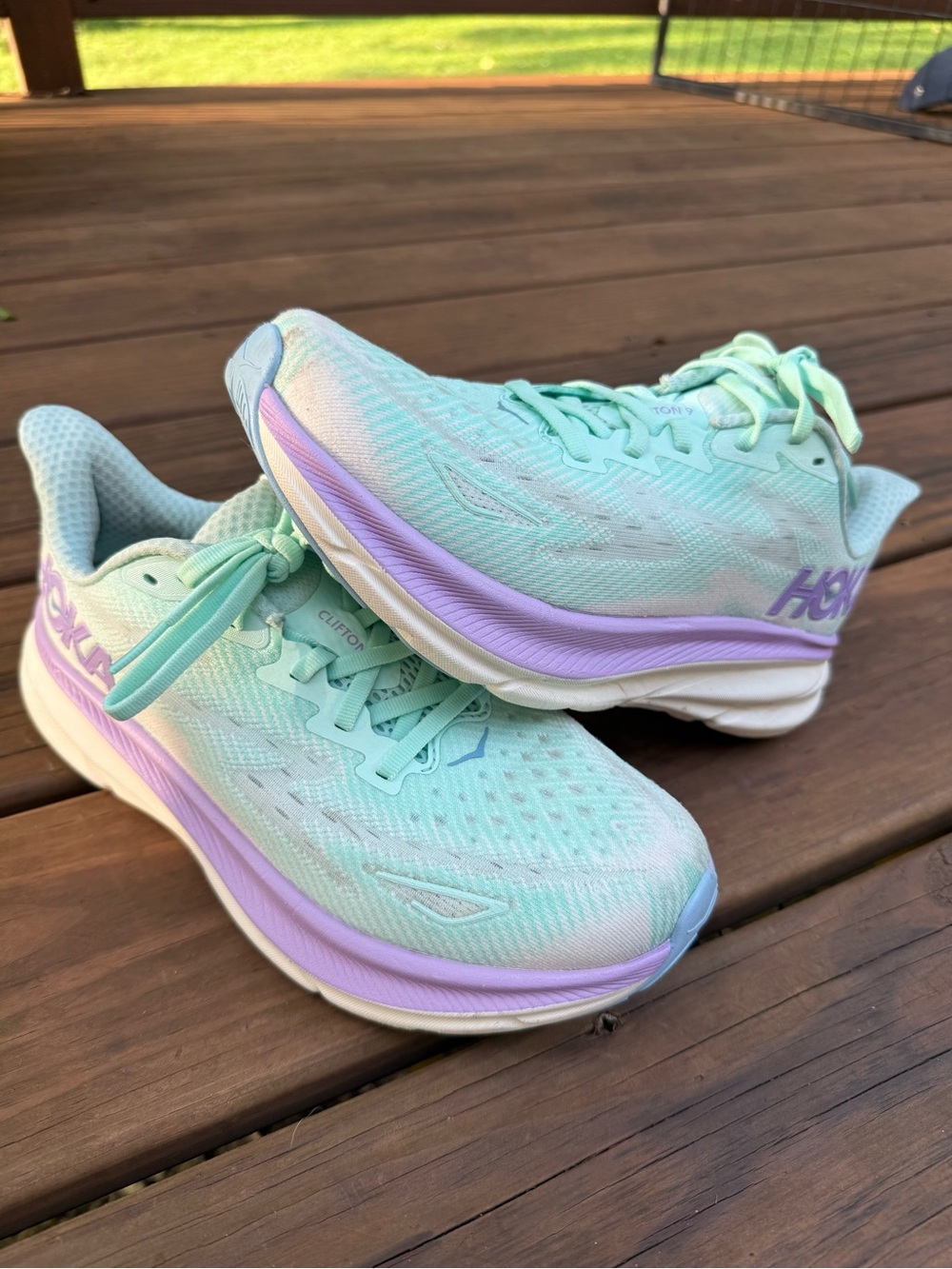 Hoka Women's Mint Green and Lavender Running Shoes
